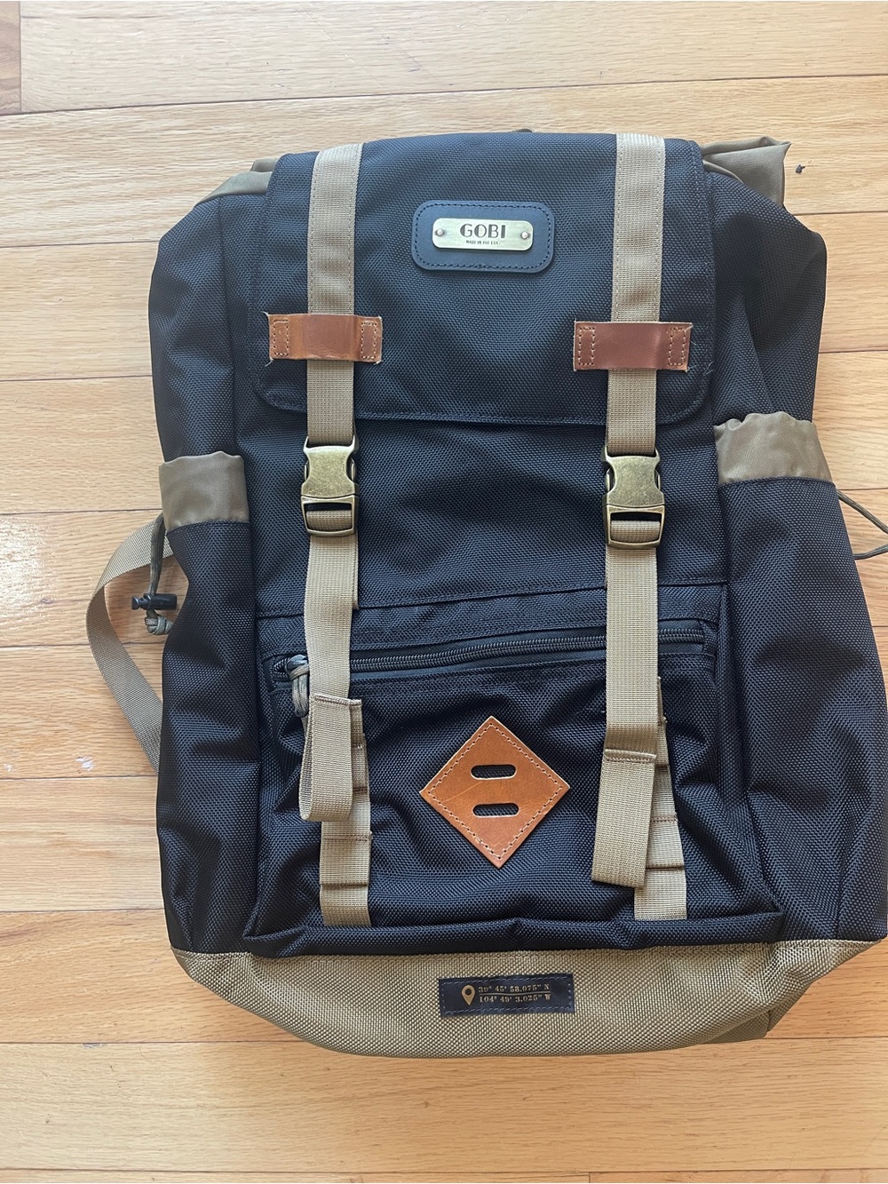 Gobi Black and Tan Canvas Backpack